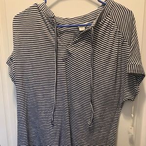 Caslon Black And White Striped Top Size Small